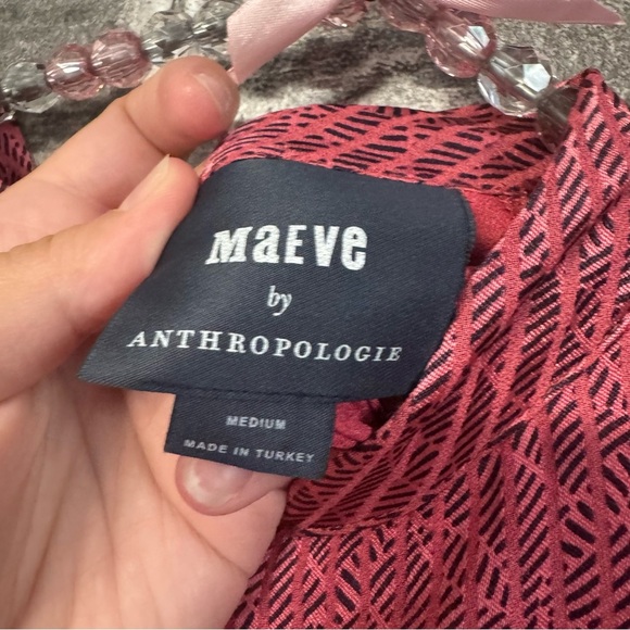 Anthropologie Maeve High Neck Tank top blouse red black printed - Picture 6 of 12